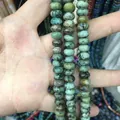 Flat turquoise abacus wheel beads for DIY jewelry with natural black matrix veins - 5*8mm (Per Strand) / African Pine Stone