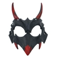 Halloween demon mask in matte black and red with realistic bone textures and blood effects - Bloody Yaksha (Black Red)