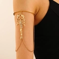 Golden scorpion arm cuff with sparkling rhinestones and delicate tassel chains - Scorpion Crystal Tassel Style (1995)
