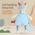Doudou vache bleue pour bébé en tissu 3D avec anneau de dentition en silicone en étoile - Jouet Apaisant Vache (Avec Pieds)