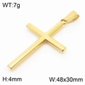 Colgante de cruz en acero inoxidable dorado pulido de 48x30mm y 7g para hombre - Dorado Sin Cadena (KP41375-Z)