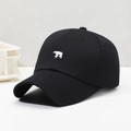 Cappellino da baseball in cotone nero con ricamo orso bianco dettagliato sul fronte - Regolabile / Nero