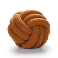 Brown lamb wool knotted ball pillow with handcrafted weave texture for home decor - Diameter 22CM / Caramel color
