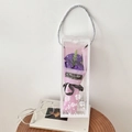 Purple carnation soap flower bouquet in a transparent gift box with pink wrap - Carnation Dark Purple With Gift Box