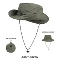 Army green packable outdoor sun hat made of quick-dry nylon with adjustable wind cord - One Size (54-58cm) / Army Green