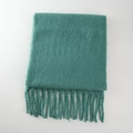 Teal mohair feel thick winter scarf with soft tassels and minimalist plush texture - Deep Sea Green