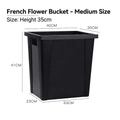Medium size French floral bucket in black plastic with handles for flower shops - French-style Bucket (medium Size); Flower Bucket