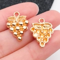 Golden grape alloy pendant charm for DIY jewelry with front and back detail view - Gold Grape Accessory (20820)