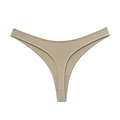 Tanga de seda de hielo para mujer en color beige, ropa interior deportiva elástica sin costura - S / Café Claro