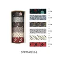 6-roll Christmas washi tape set with gold foil snowflakes and bells, 1.5cm width - Style 8 (Red Brown Classic Elements)