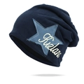 Berretto in maglia blu scuro con toppa a stella azzurra e ricamo Kizlan - Taglia unica / Blu navy
