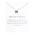 Collar con colgante de lazo de acero inoxidable plateado en tarjeta de regalo - Tarjeta Blanca Cadena Plateada