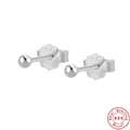 Minimalist S925 sterling silver ball stud earrings in silver finish with metal butterfly backs - 4mm / Silver
