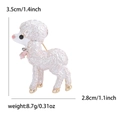White poodle enamel brooch with pink bow and dimensions: 3.5cm height, 2.8cm width - White