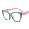 Cat eye glasses featuring translucent emerald green frame and pink temples - Green Frame Purple Temple Clear Lens