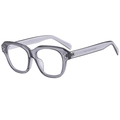 Square translucent grey frame glasses with silver metal rivets in a retro chic style - Transparent Grey