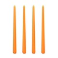 Set de cuatro velas cónicas naranjas de 25cm, sin humo para bodas y banquetes - Naranja