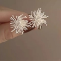 Elegantes pendientes de plata con diseño de fuegos artificiales y estructura de coral - Estilo de Fuegos Artificiales Plateados (Pin de Plata)