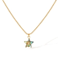Stervormige ketting met abalone schelp inleg en boze oog kristal op gouden kralenketting - Goud