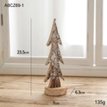 Décoration de sapin de Noël minimaliste en bois avec écorce naturelle et base - Petit Ornement d'Arbre 23.5cm