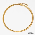 Collier plat à mailles serpent en acier inoxydable doré pour femme style minimaliste - 6mm Épaisse Texturé Or (KDD956)