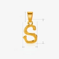 Golden stainless steel letter S pendant with bamboo texture and precise measurements - Letter S / Gold