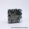 52-piece dark green Christmas ornament set with glitter star topper in a clear box - Mixed Style / 52 Pieces/Pack / Green