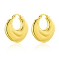 Chunky gold teardrop earrings with high-polish finish and minimalist 18K style design - Oval Geometric Style (E909-GO) / Gold