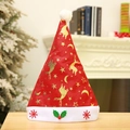Plush red Christmas hat with golden reindeer and stars pattern for festive holiday decoration - Gold Stamping Style