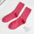 Rose pink ribbed cotton mid-calf socks for women featuring high elastic sport style - One Size / Dusky Pink