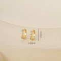 Detailed view of gold bow earrings with zircon stones and 1.2cm size measurements - One Pair / Gold (E071433k4)