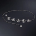 Silver sunflower metal waist chain with adjustable multi-layer link for dress styling - Silver Sun Single Layer