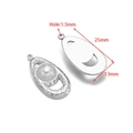 Silver teardrop pearl pendant for jewelry making with size dimensions 25mm by 13mm - 13*25mm Hollow Oval with Pearl (Steel)