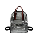 High-capacity clear PVC backpack with stylish black and red nylon straps for beach or school - Black