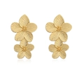Elegant gold double-layered flower stud earrings with a brushed metal finish for women - Double Flower / Gold Double Flower Stud Earrings