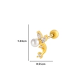 Piercing de cartílago en acero dorado con circonitas marquesa y perla decorativa - Estilo Perla Circonita Marquesa (2#) / 2# Dorado