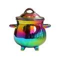 Rainbow plated witch cauldron mug with iridescent metallic finish and matching lid - Iridescent Rainbow Pot with Lid