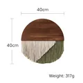 Boho wood wall decor with ivory and olive green macrame fringe on white background - 40*40cm / Green