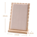 Extra large wooden necklace display stand with soft light pink velvet panel surface - Widened (Natural Wood Board) Beige