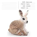 Miniature lifelike rabbit model with white and brown spots for desktop decoration - Single Wild Rabbit Model T15072