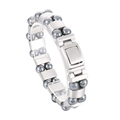 Bracelet pour hommes en perles d'hématite et fermoir en acier inoxydable brossé - Style de Perles à Double Rangée Gris Argent (KB166017-KJX)