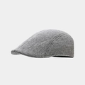Detail van grijze visgraat flat cap met weergave van de fijne wollen stof en textuur - Wit (Visgraat)