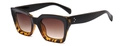 Classic square sunglasses for women with black and tortoise shell frames and brown lenses - Black Leopard Double Tea