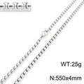Silver stainless steel box chain necklace for men and women, size 550x4mm and 25g weight - Silver 4mm x 550mm (KN230419-Z)
