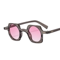 Punk square sunglasses with transparent grey frame and pink gradient lenses for fashion - C7 Grey Frame Gradient Pink Lens