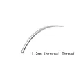 Silver stainless steel curved piercing insertion taper with 1.2mm internal thread - 1.2mm Internal Thread Curved Bar