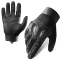 Black full-finger tactical gloves with rubber knuckle protection and anti-slip palms - M / 191 / Black