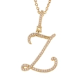 Macro shot of gold-plated letter Z pendant with micro-pave cubic zirconia inlay - Z (Gold)