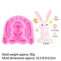 Pink silicone mold for Easter bunny and flowers with finished DIY fondant crafts - 1# Bunny & Flowers / Pink