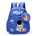 Blue school backpack for kids featuring cartoon astronauts and a matching coin purse - Astronaut Royal Blue